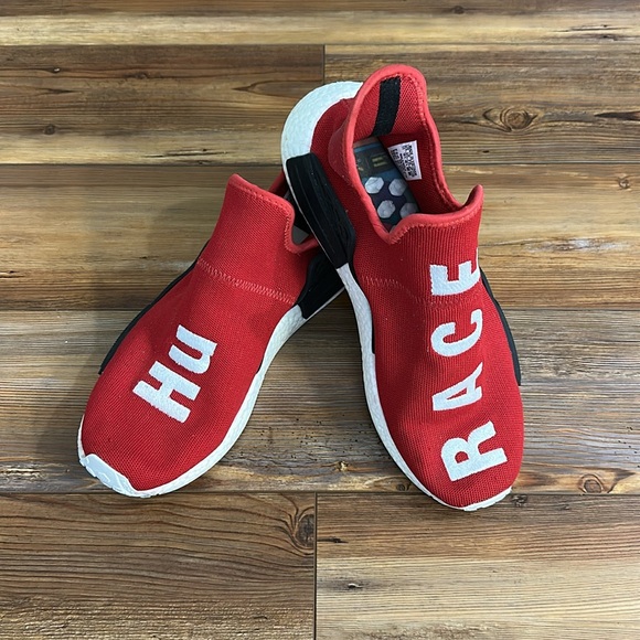 Size 11.5 Pharrell NMD Human Race Scarlet NO LACES - Picture 1 of 8